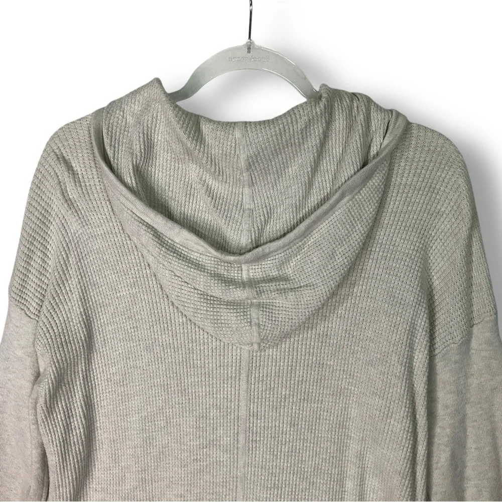 Talbots Waffle Knit Hooded Thermal Sweater 1X Full Zip Neutral Long Lightweight - Picture 7 of 11